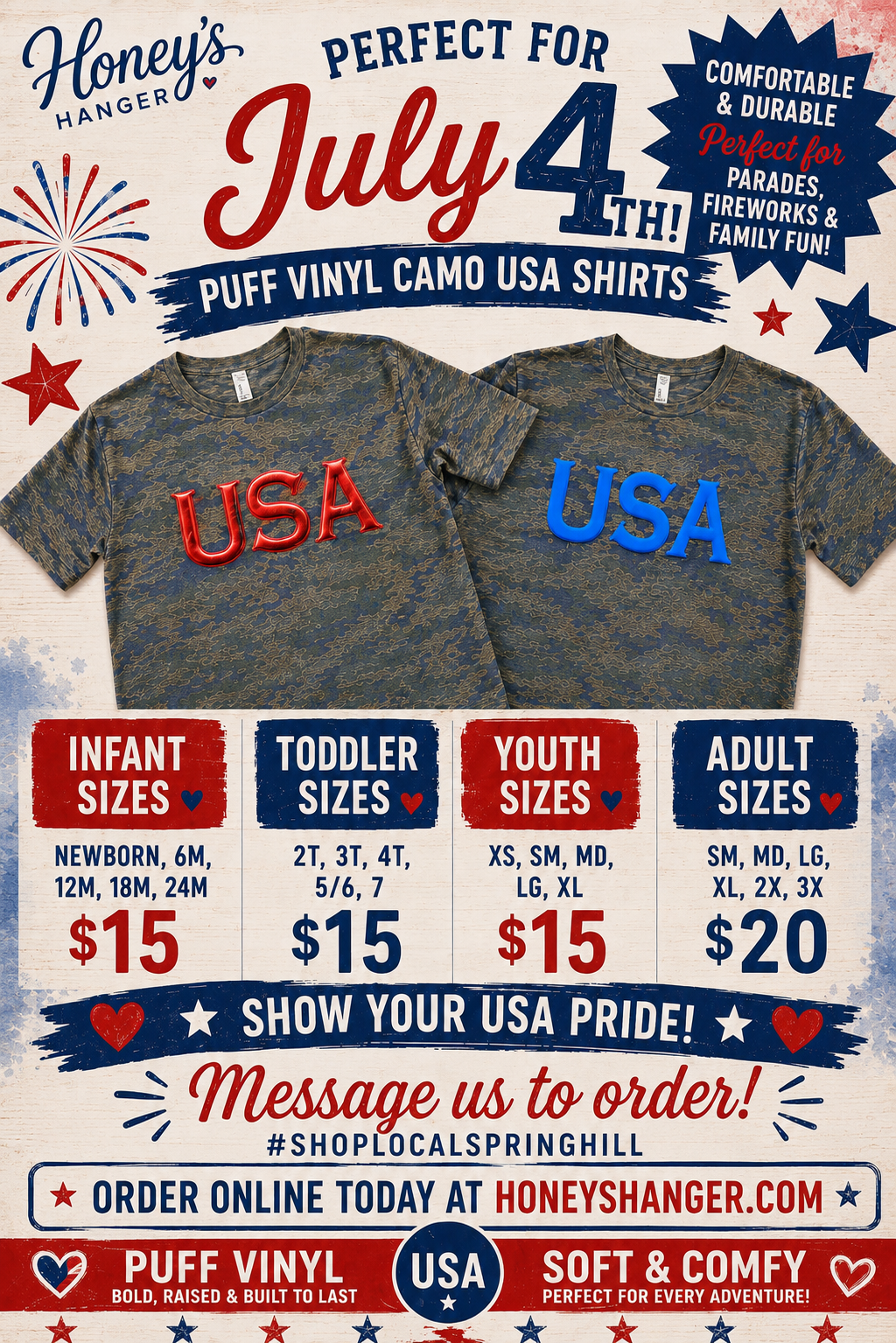 USA puff vinyl camo shirt