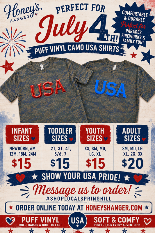 USA puff vinyl camo shirt