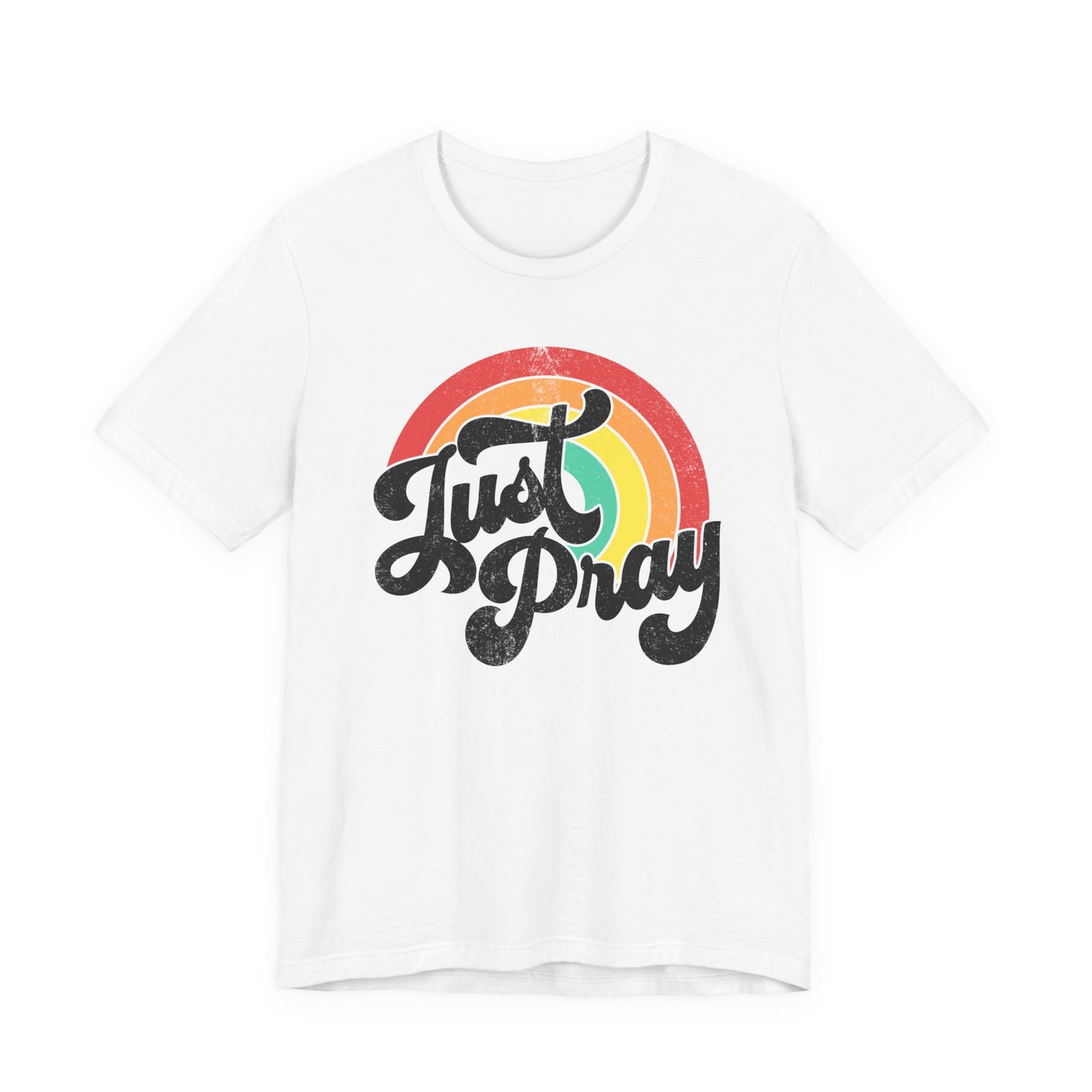 Just Pray Rainbow Tee, Unisex Jersey T-Shirt, Inspirational Fashion, Faith-Based Apparel, Gift for Friends, Spiritual Style