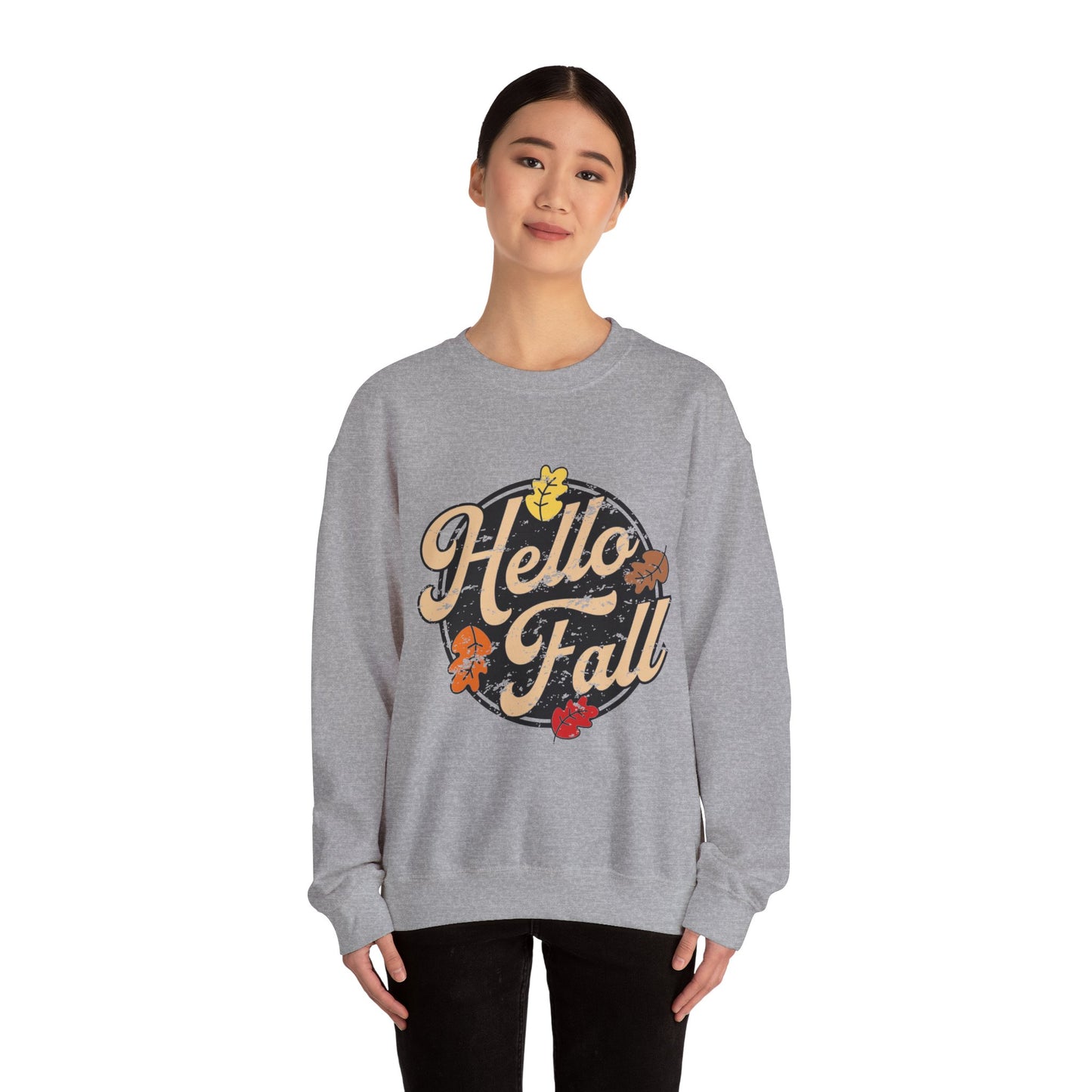 Hello Fall Crewneck Sweatshirt | Cozy Autumn Apparel, Seasonal Gift, Hello Fall Sweatshirt, Perfect for Thanksgiving, Cozy Casual Wear