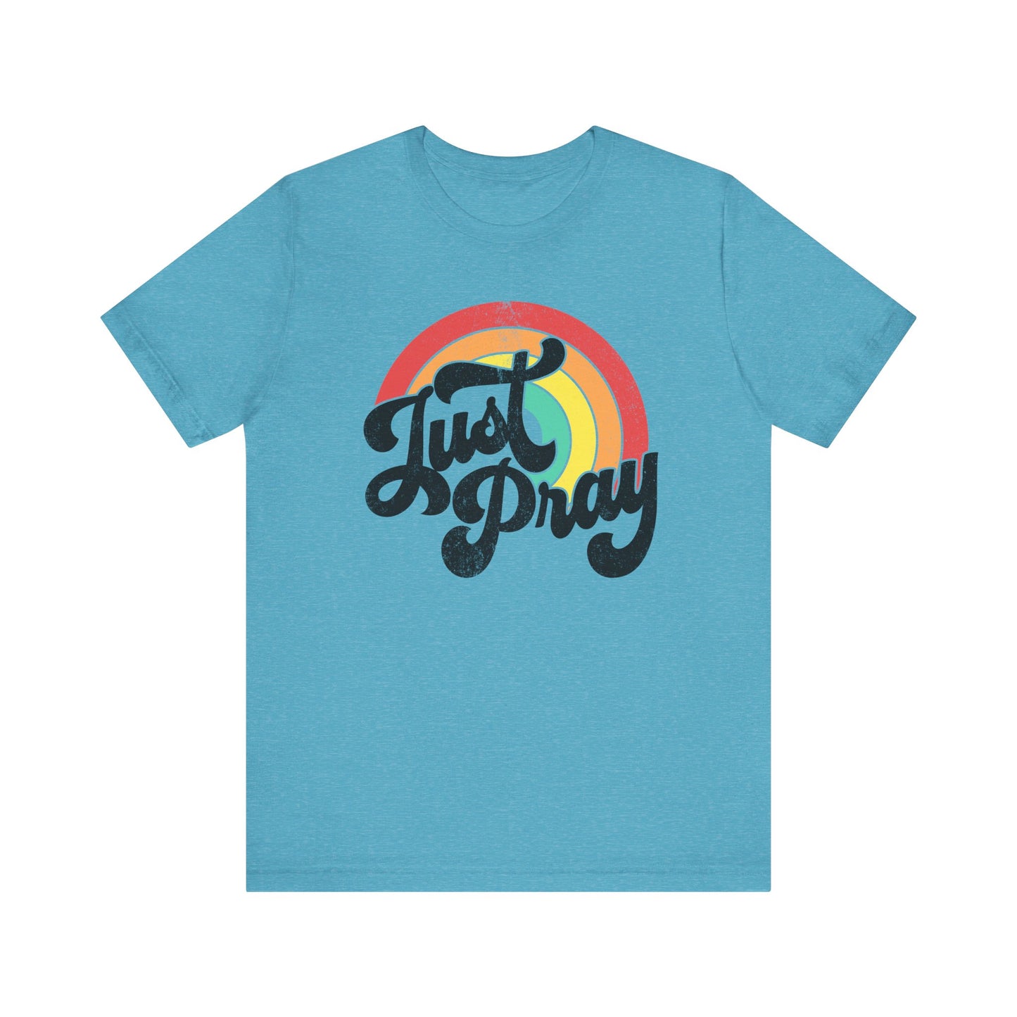 Just Pray Rainbow Tee, Unisex Jersey T-Shirt, Inspirational Fashion, Faith-Based Apparel, Gift for Friends, Spiritual Style
