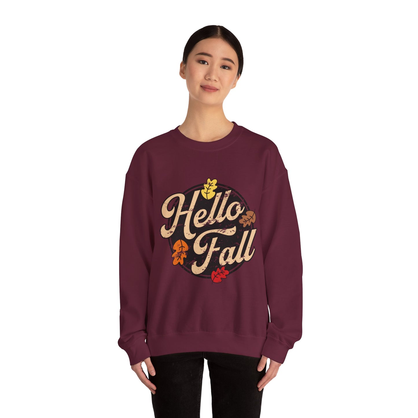 Hello Fall Crewneck Sweatshirt | Cozy Autumn Apparel, Seasonal Gift, Hello Fall Sweatshirt, Perfect for Thanksgiving, Cozy Casual Wear