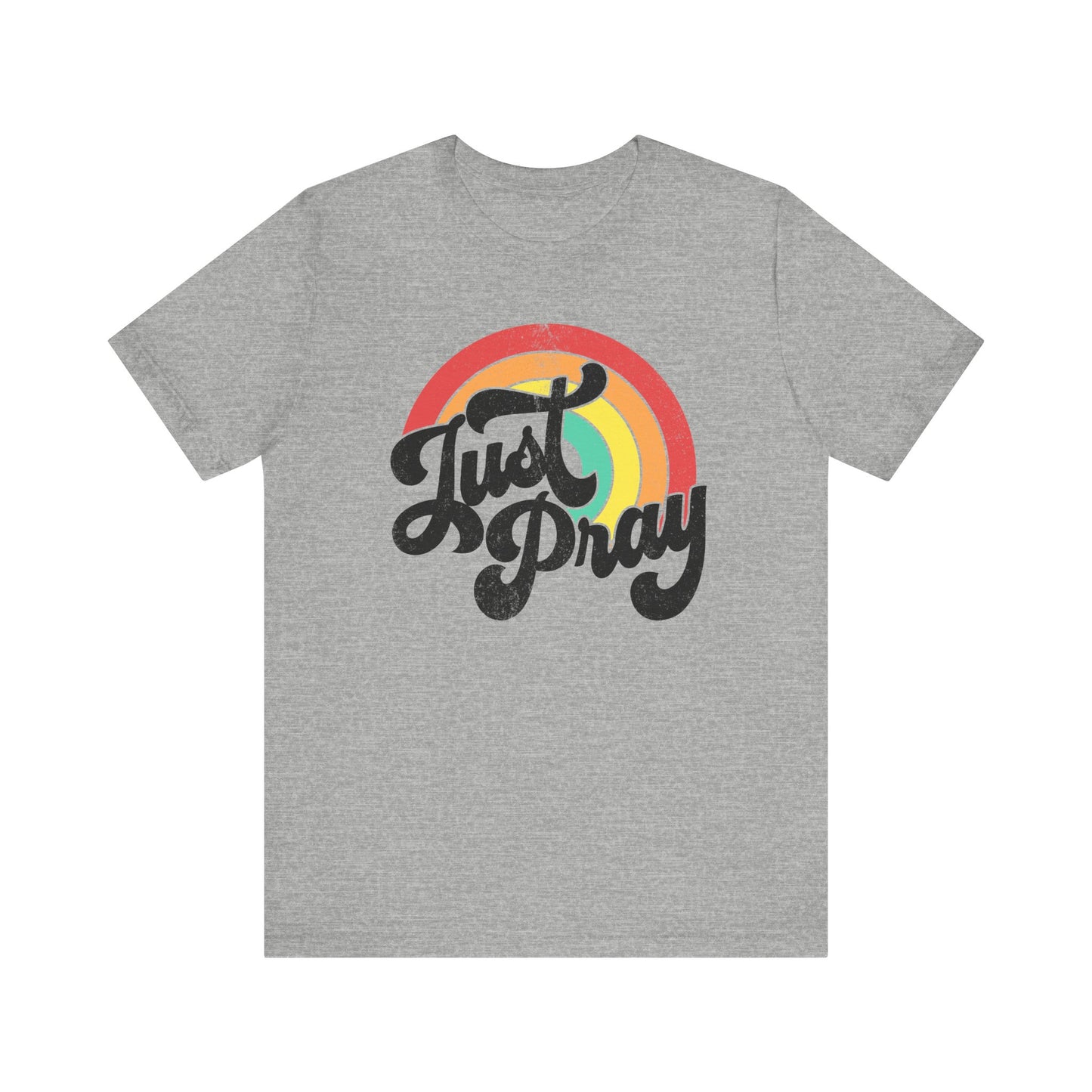 Just Pray Rainbow Tee, Unisex Jersey T-Shirt, Inspirational Fashion, Faith-Based Apparel, Gift for Friends, Spiritual Style