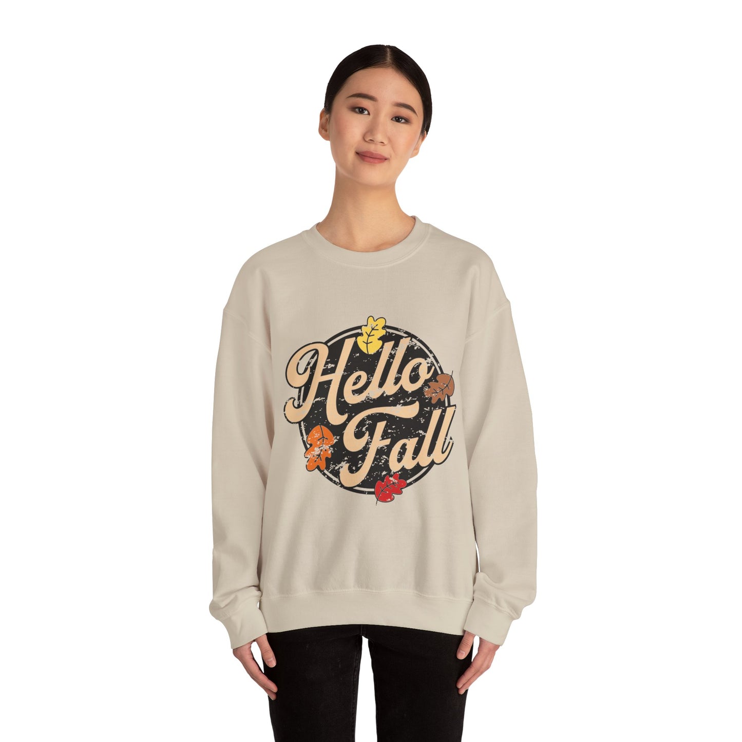 Hello Fall Crewneck Sweatshirt | Cozy Autumn Apparel, Seasonal Gift, Hello Fall Sweatshirt, Perfect for Thanksgiving, Cozy Casual Wear