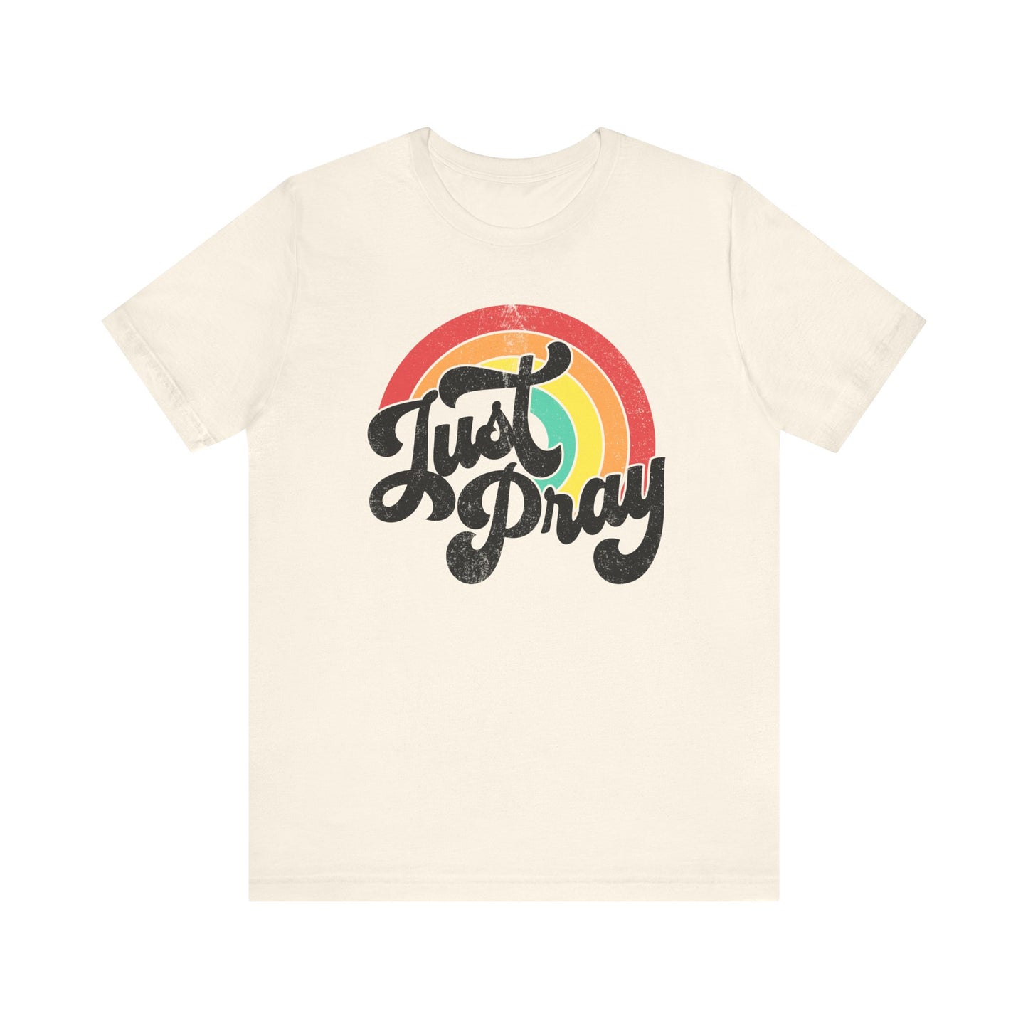 Just Pray Rainbow Tee, Unisex Jersey T-Shirt, Inspirational Fashion, Faith-Based Apparel, Gift for Friends, Spiritual Style