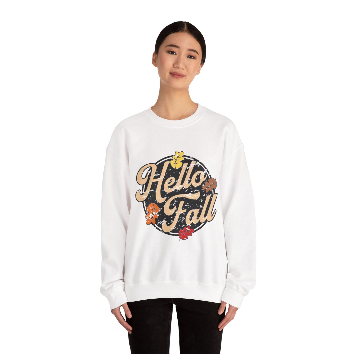 Hello Fall Crewneck Sweatshirt | Cozy Autumn Apparel, Seasonal Gift, Hello Fall Sweatshirt, Perfect for Thanksgiving, Cozy Casual Wear