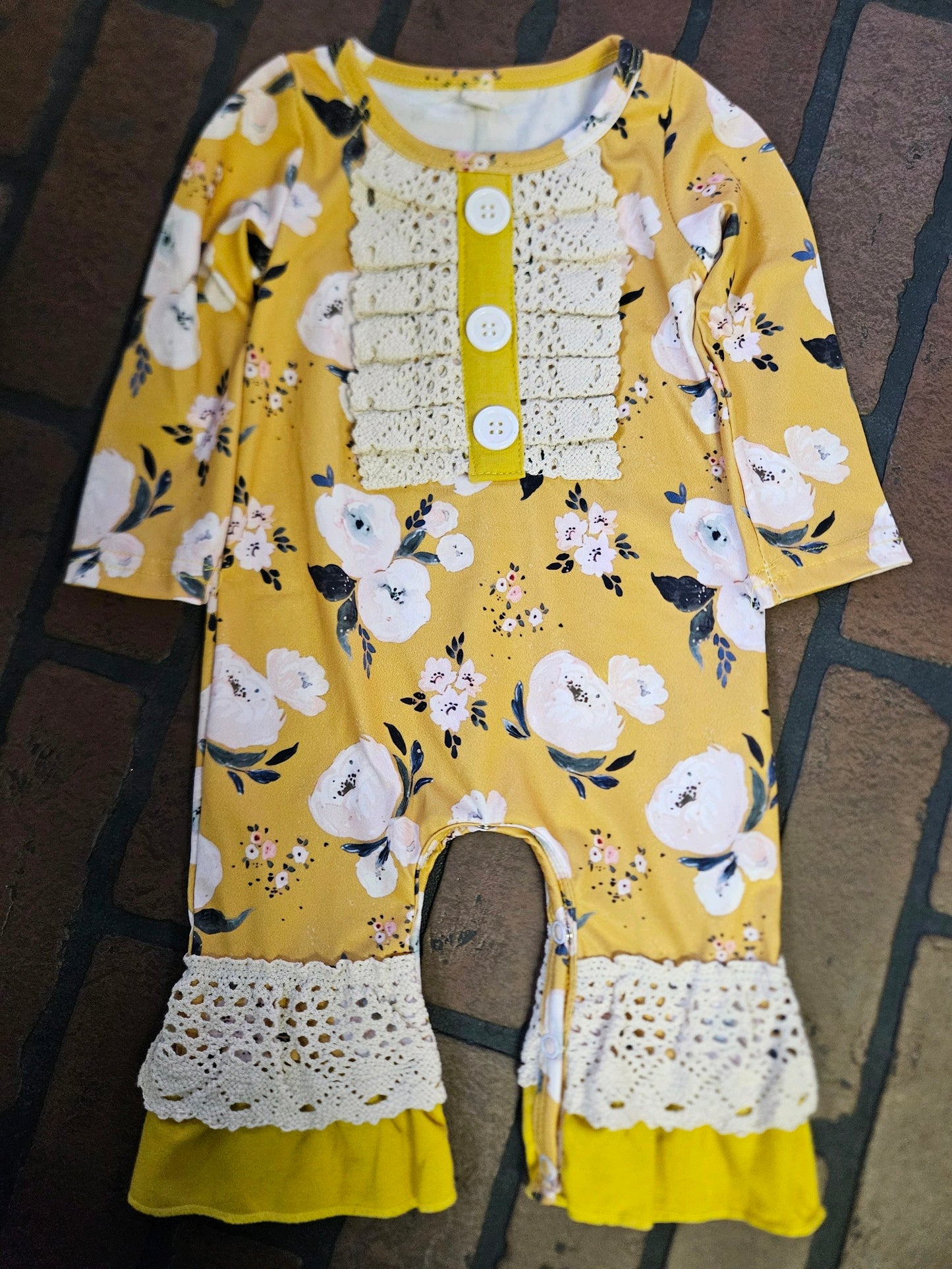 Floral Romper Mustard